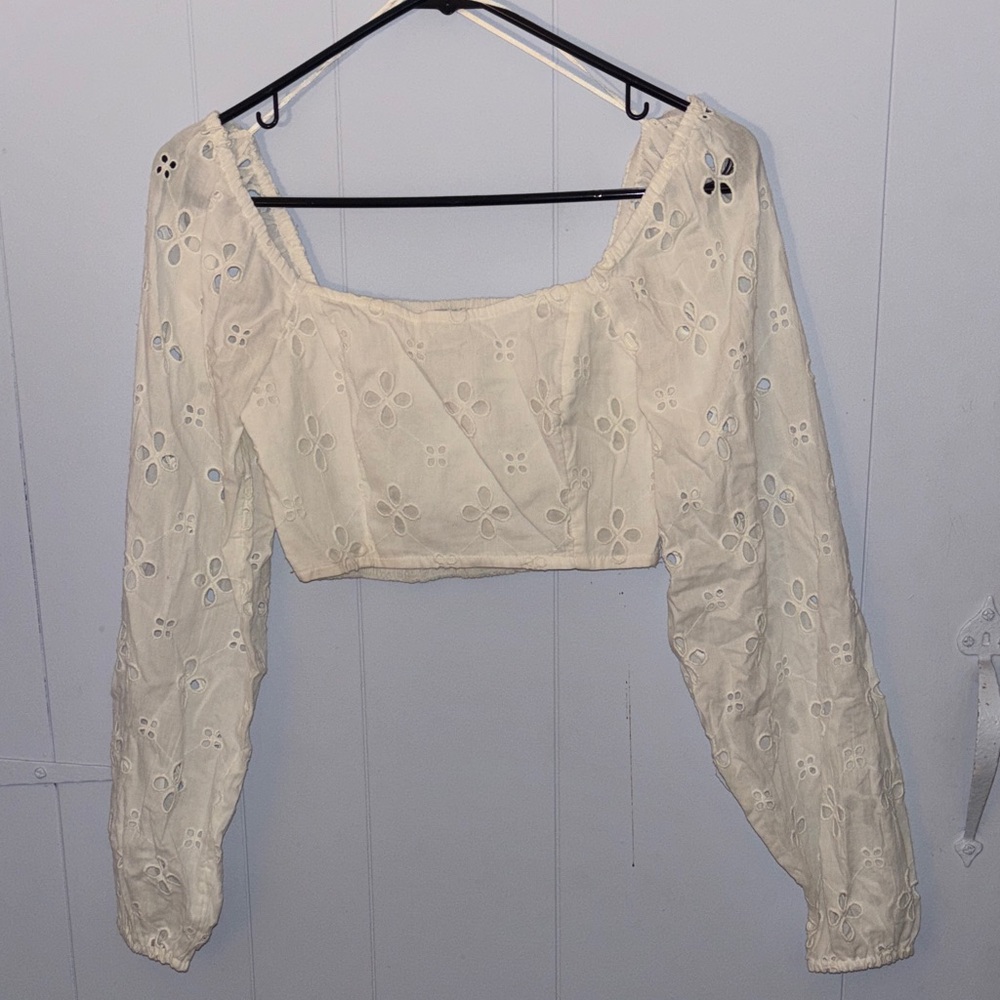Urban Outfitters Cream Eyelet Crop Top